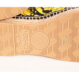 37/38/39 NEW $550 VERSACE Black Yellow CLASSIC ST BAROCCO LOGO Espadrille SUMMER FLATS