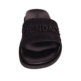 37 NEW $520 VERSACE X FENDI FENDACE Woman's Black Pool Slides LOGO SANDALS US 7