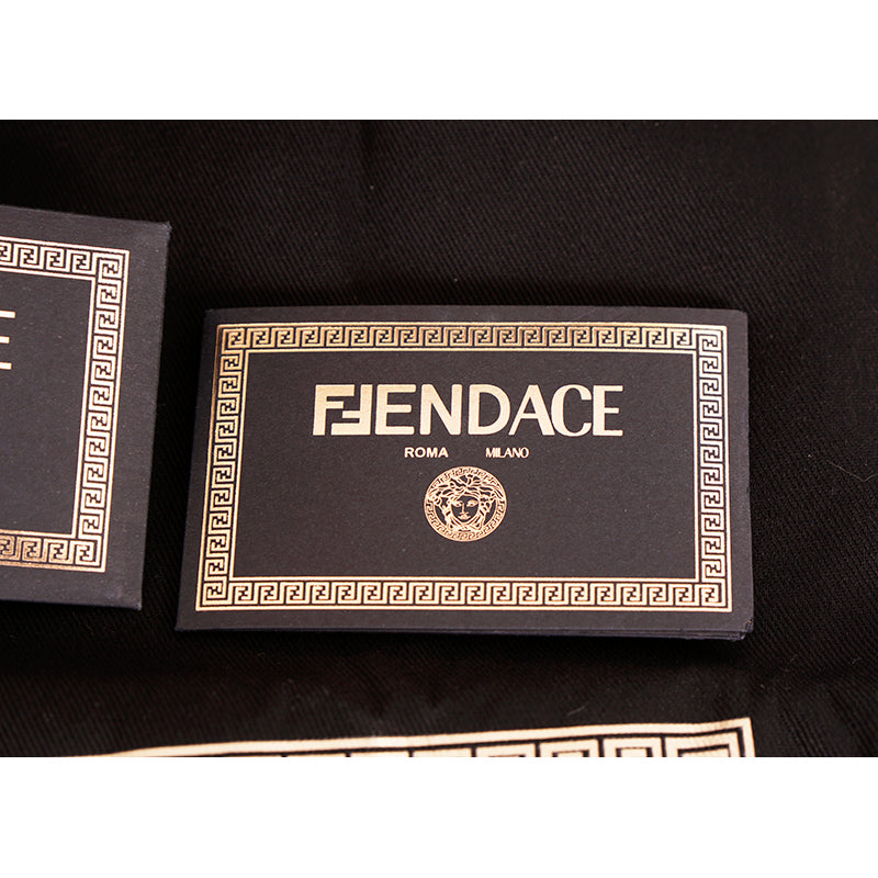 37 NEW $520 VERSACE X FENDI FENDACE Woman's Black Pool Slides LOGO SANDALS US 7
