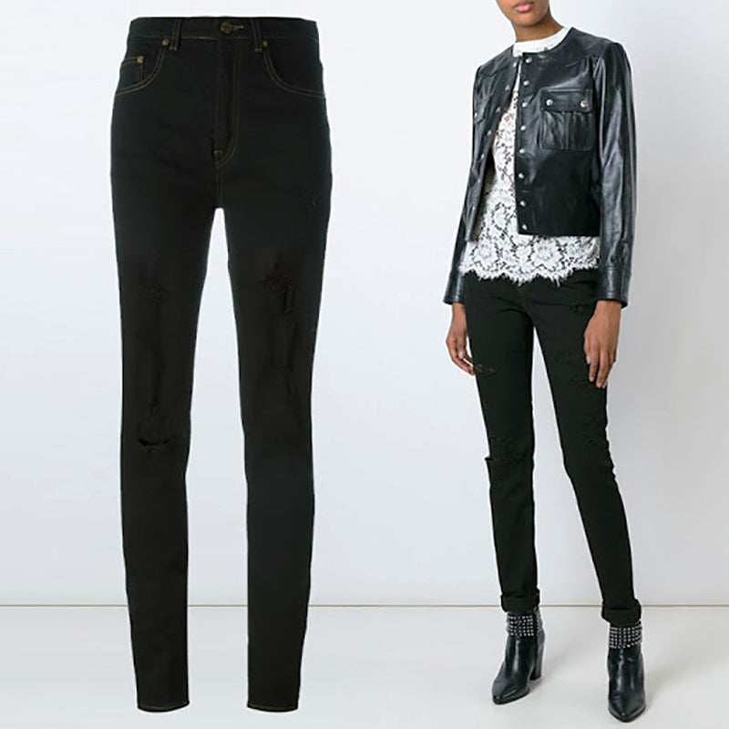 28 NEW $890 SAINT LAURENT Trash Overdye JAPAN DENIM Distressed Skinny JEANS
