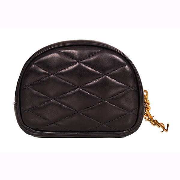 NEW $575 SAINT LAURENT Black Quilted Lambskin Leather LOLITA Cosmetic POUCH BAG