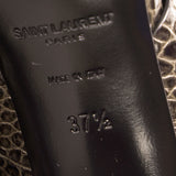 37 & 37.5 NEW $795 SAINT LAURENT Grey Lou Lou 70 Mules CROC EMBOSSED Leather SANDALS