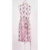 sz 40 NEW $1890 PRADA Pink ROBOT PRINT Drawstring Hem Sleeveless Resort DRESS