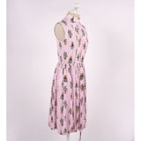 sz 40 NEW $1890 PRADA Pink ROBOT PRINT Drawstring Hem Sleeveless Resort DRESS