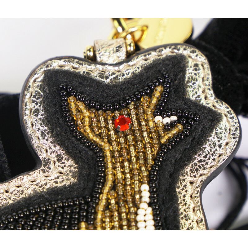 NEW $525 MIU MIU Beaded Embellished DEER & Black Velvet BOW Bag KEYCHAIN TRICK