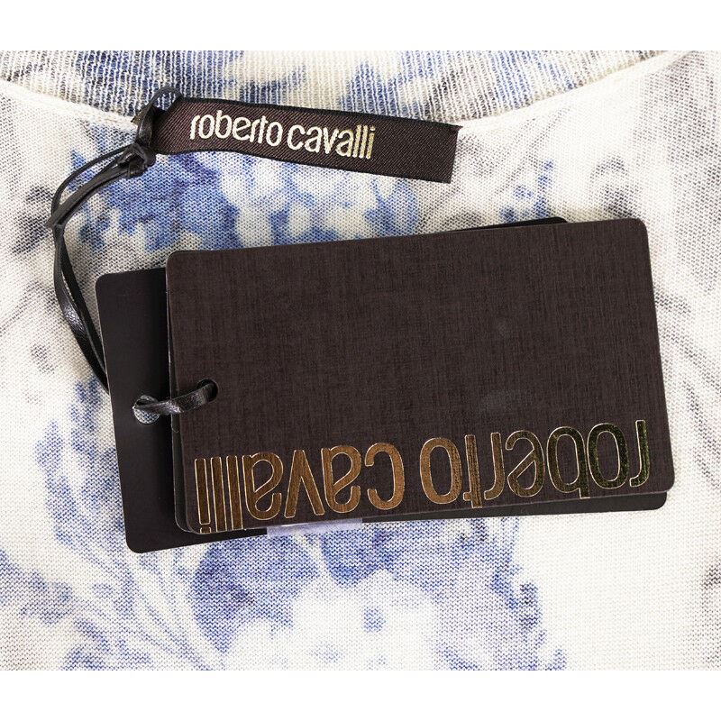 40 NEW $2,045 ROBERTO CAVALLI Ivory FLORAL BAROQUE CARDIGAN & TOP Knit TWIN SET