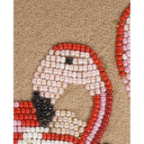 NEW $395 MIU MIU Tan Wool PINK BEADED FLAMIGO Oval Oversize Spring BROOCH PIN