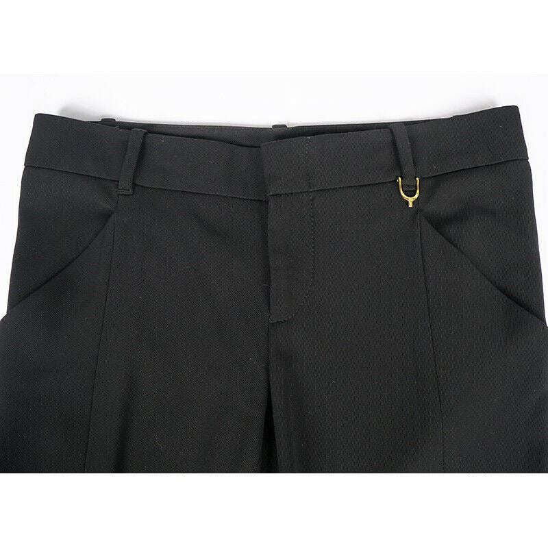 sz 38 NEW $850 GUCCI Black Wool Blend STIRRUP LOGO Classic SKINNY FITTED PANTS