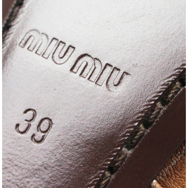 39 US 8.5 NEW $795 MIU MIU RUNWAY Brown WASHED RUGGED LEATHER Open Toe HEELS Bootie