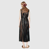 sz 38 NEW $3,600 GUCCI RUNWAY Black Laminate TULLE Plissé NUDE SILK LINING DRESS