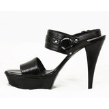38 NEW $995 SAINT LAURENT Black Leather FETISH 85 PLATFORM Ankle Strap SANDALS
