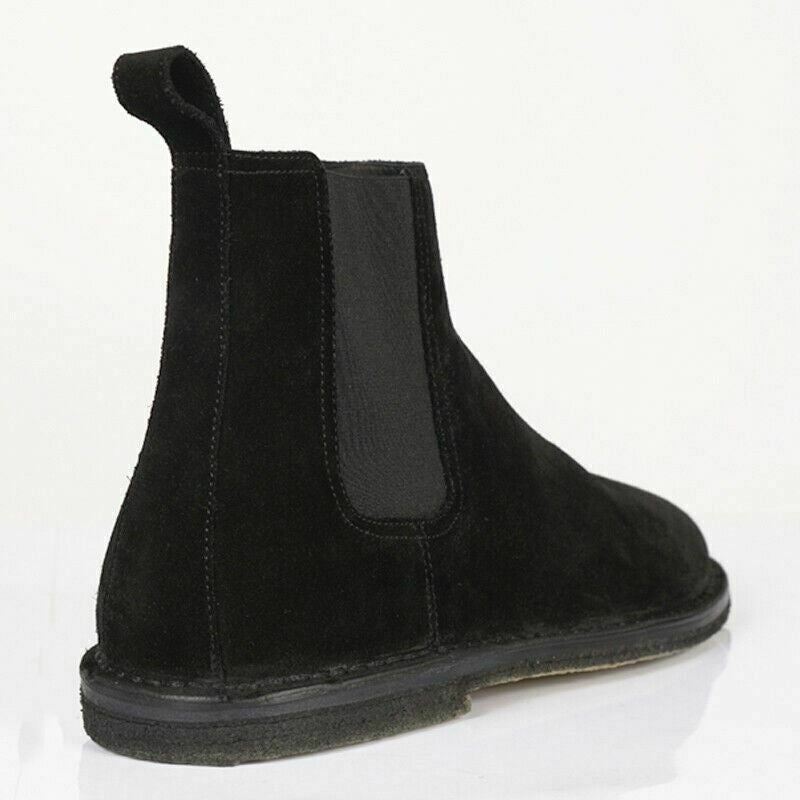 SZ 43.5 NEW $845 SAINT LAURENT Black Suede ORAN CHELSEA Rubber BOOTS