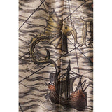 XS NEW $4200 GUCCI RUNWAY Vintage SEA MAP 100% silk SATIN A Frame PLEATED SKIRT