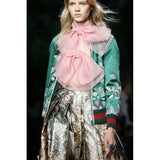 XS NEW $4200 GUCCI RUNWAY Vintage SEA MAP 100% silk SATIN A Frame PLEATED SKIRT