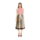 XS NEW $4200 GUCCI RUNWAY Vintage SEA MAP 100% silk SATIN A Frame PLEATED SKIRT