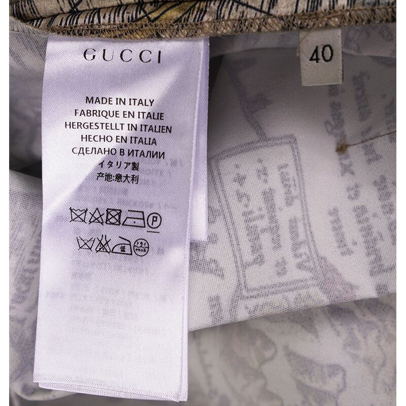 XS NEW $4200 GUCCI RUNWAY Vintage SEA MAP 100% silk SATIN A Frame PLEATED SKIRT