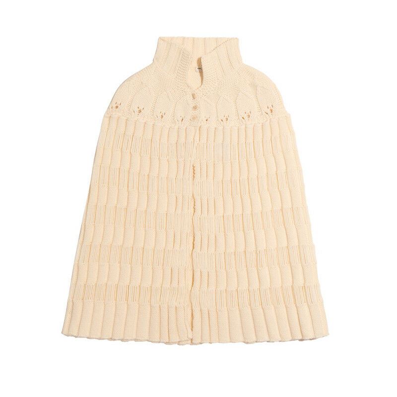 XS & M NEW $2100 SAINT LAURENT Cream 100% WOOL Cozy Knit CAPELET PONCHO SWEATER