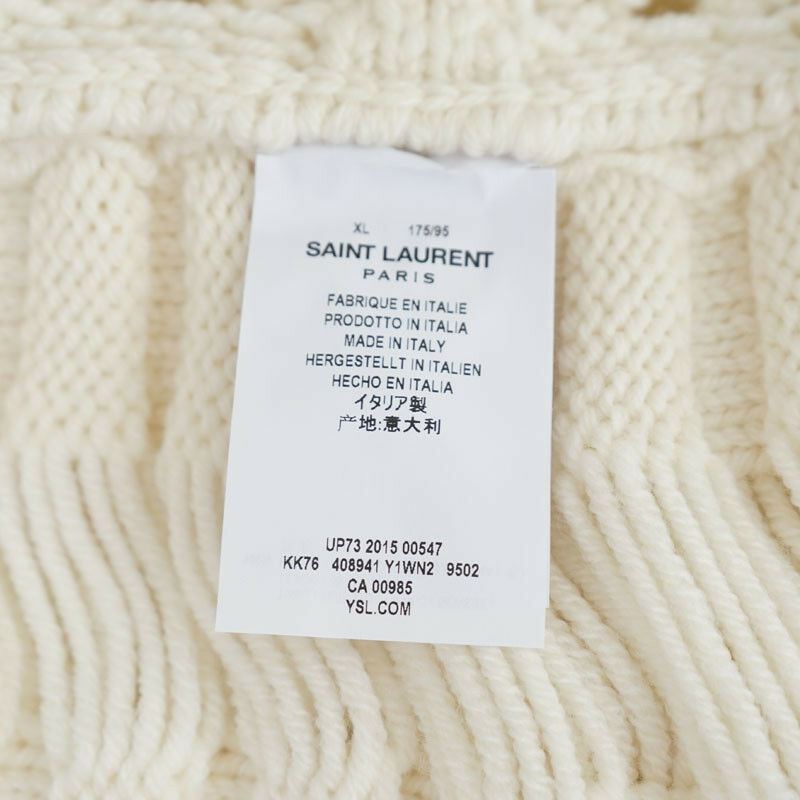 XS & M NEW $2100 SAINT LAURENT Cream 100% WOOL Cozy Knit CAPELET PONCHO SWEATER