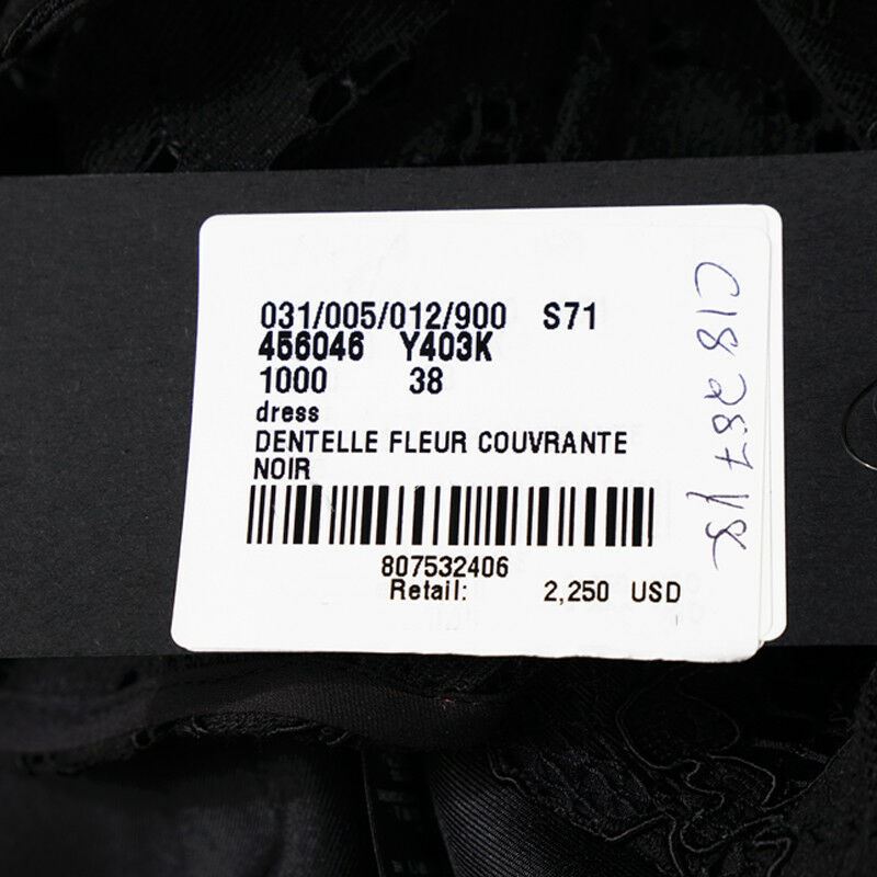 38 40 NEW $2250 SAINT LAURENT Black SHEER LACE UPPER Spring PEPLUM Pencil DRESS