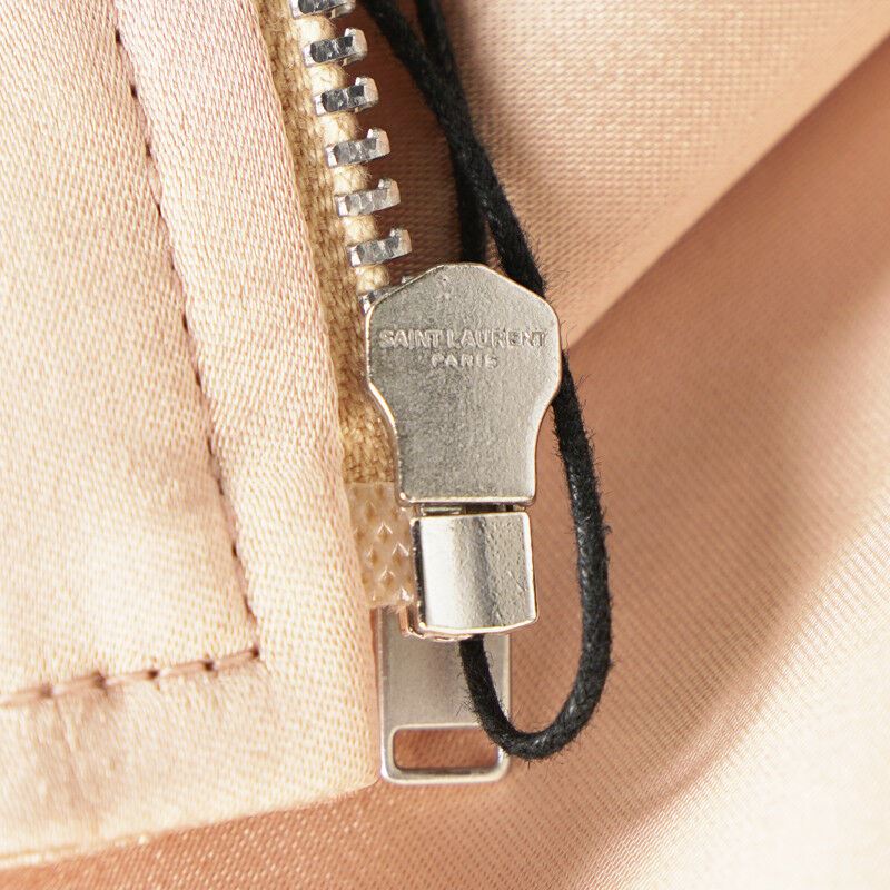 sz 42 NEW $2,790 SAINT LAURENT Blush Pink SATIN SEQUIN LOVE Patch BOMBER JACKET