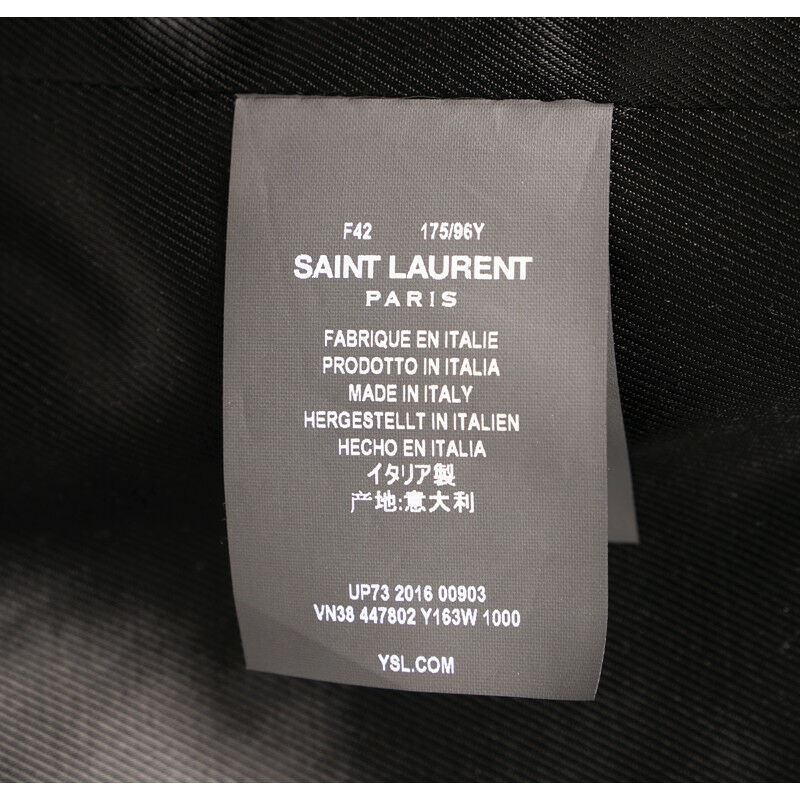 sz 42 NEW $3,990 SAINT LAURENT Black 100% Wool MILITARY OFFICER Blazer JACKET S