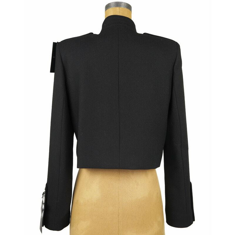 sz 42 NEW $3,990 SAINT LAURENT Black 100% Wool MILITARY OFFICER Blazer JACKET S
