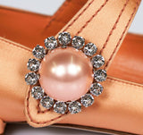 38.5 NEW $750 MIU MIU SATIN CRYSTAL Spring POINT TOE Mary Jane FLATS