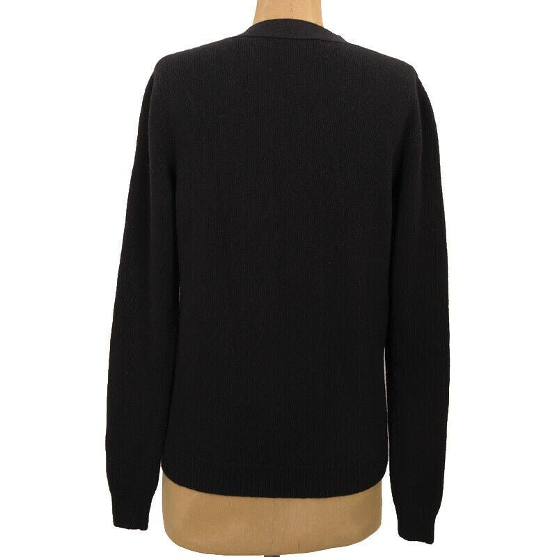 sz XS NEW $1800 GUCCI Black CASHMERE Wool ROSE BROOCH PIN Knit Sweater CARDIGAN