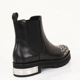SZ 38.5 NEW $1265 ALEXANDER MCQUEEN Black Leather SILVER STUDDED Chelsea BOOTS