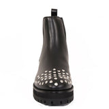 SZ 38.5 NEW $1265 ALEXANDER MCQUEEN Black Leather SILVER STUDDED Chelsea BOOTS