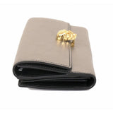 NEW $700 ALEXANDER MCQUEEN Gray Leather GOLD CRYSTAL SKULL Continental WALLET