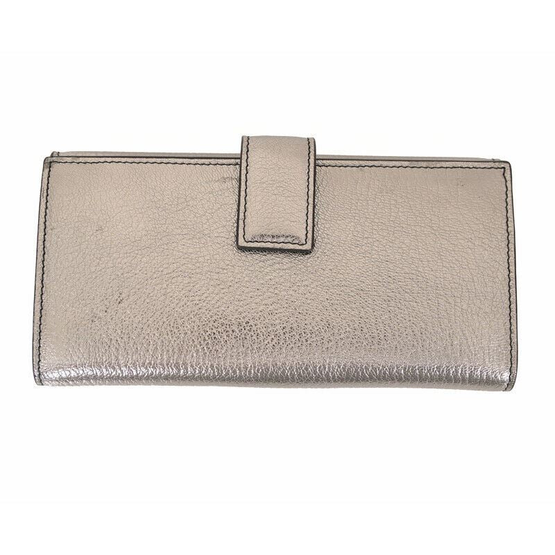 NEW $700 ALEXANDER MCQUEEN Gray Leather GOLD CRYSTAL SKULL Continental WALLET