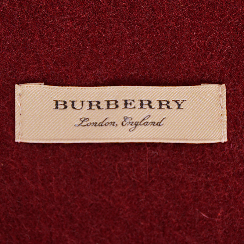 NEW $430 BURBERRY Dark Red 100% CASHMERE Embroidered Crest Cashmere SCARF