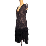 40 NEW $2575 ROBERTO CAVALLI Black STAPELIA LACE Nude Lining WRAP COCKTAIL DRESS