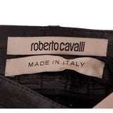 40 XS NEW $2495 ROBERTO CAVALLI Runway Black LEATHER PANELED Croc Embossed PANTS
