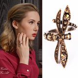 sz 6.5 NEW $325 ROBERTO CAVALLI Gold tone Brass DRAGONFLY STUDDED Whimsy RING