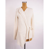 42 NEW $1,550 ROBERTO CAVALLI Ivory Asymmetrical WOOL Knit CARDIGAN SWEATER TOP