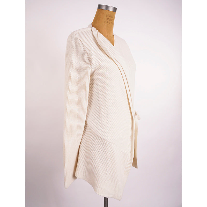 42 NEW $1,550 ROBERTO CAVALLI Ivory Asymmetrical WOOL Knit CARDIGAN SWEATER TOP