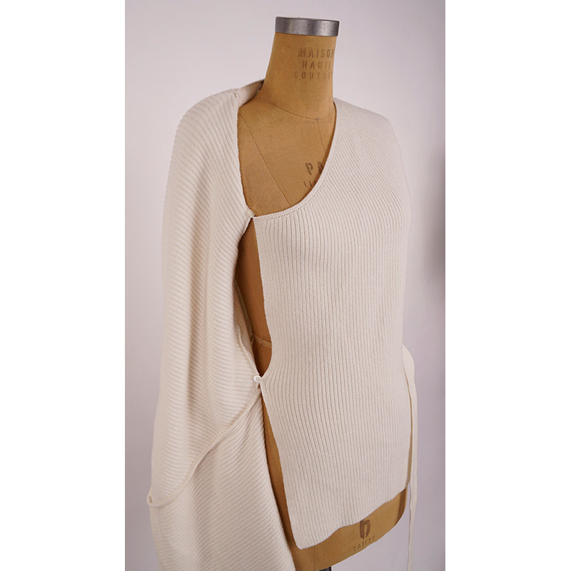 42 NEW $1,550 ROBERTO CAVALLI Ivory Asymmetrical WOOL Knit CARDIGAN SWEATER TOP