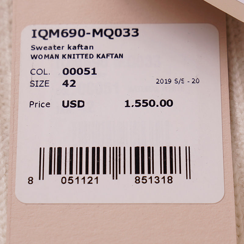 42 NEW $1,550 ROBERTO CAVALLI Ivory Asymmetrical WOOL Knit CARDIGAN SWEATER TOP