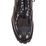 39 NEW $925 CHURCH'S Woman Black/Blue Polished Tarten Polished Leather OXFORDS