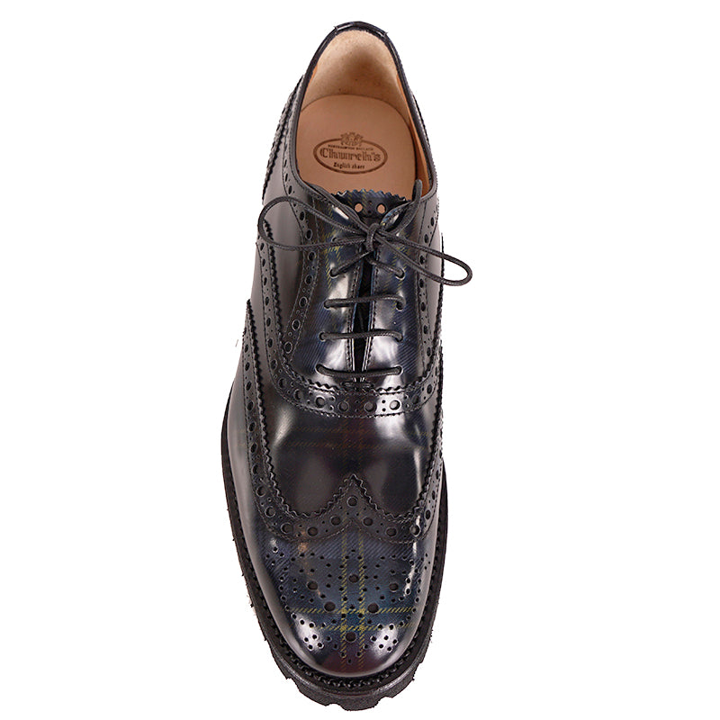 39 NEW $925 CHURCH'S Woman Black/Blue Polished Tarten Polished Leather OXFORDS