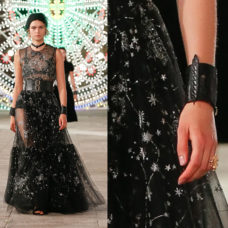 NEW $1,050 CHRISTIAN DIOR RUNWAY Double Buckle Black LEATHER CUFF BRACELET NWT