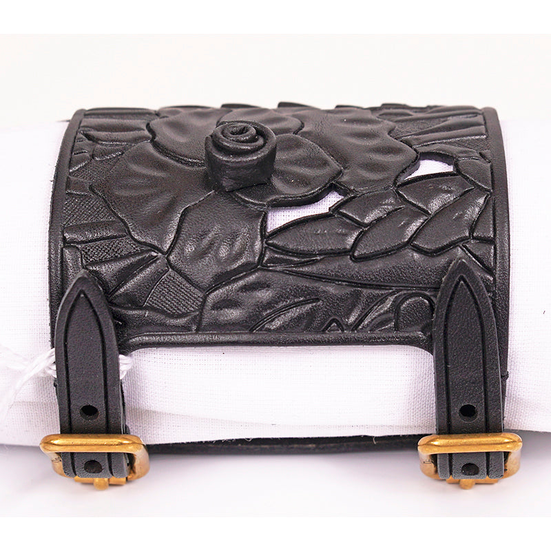 NEW $1,050 CHRISTIAN DIOR RUNWAY Double Buckle Black LEATHER CUFF BRACELET NWT