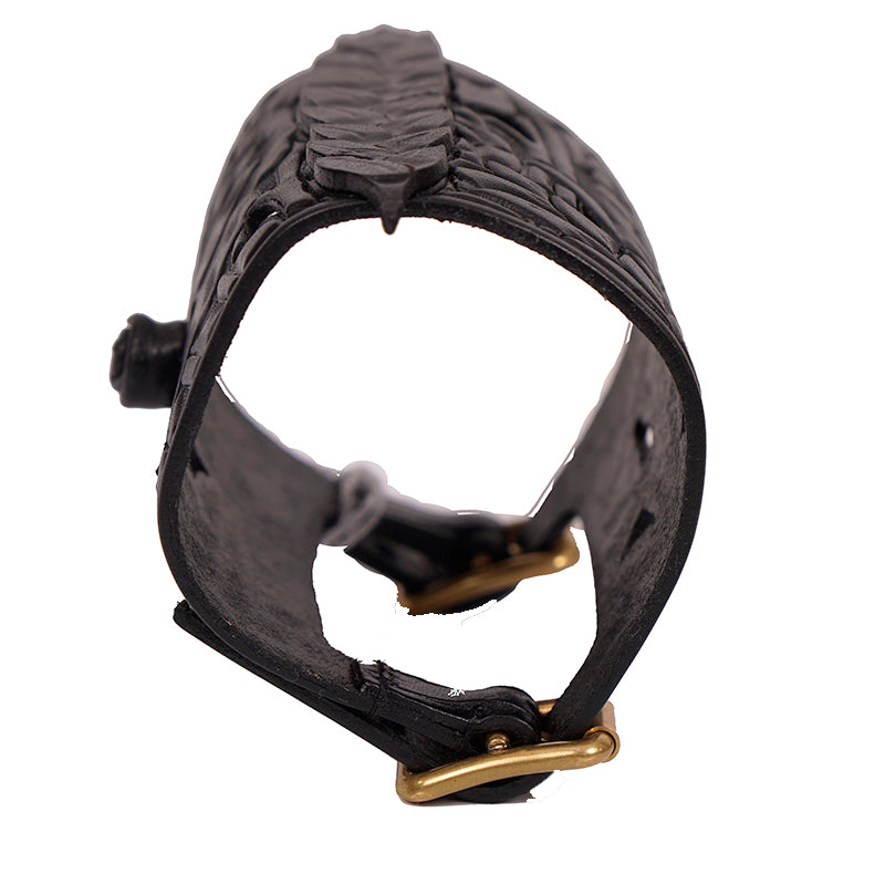 NEW $1,050 CHRISTIAN DIOR RUNWAY Double Buckle Black LEATHER CUFF BRACELET NWT