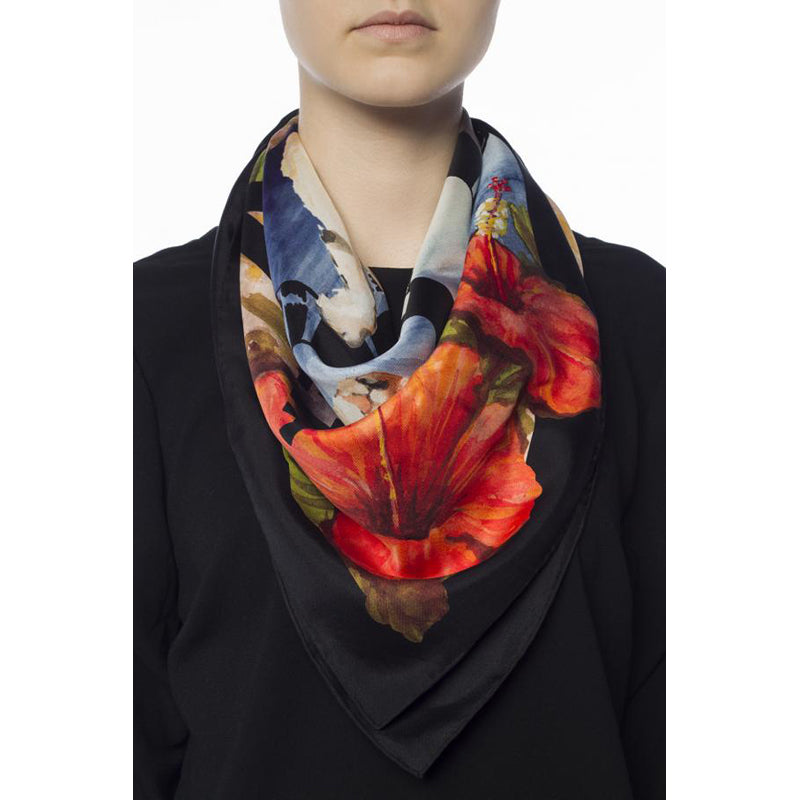 NEW $495 GUCCI Floral TIGER KINGSNAKE LOGO Hawaii Print Silk Twill 90cm SCARF