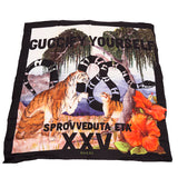 NEW $495 GUCCI Floral TIGER KINGSNAKE LOGO Hawaii Print Silk Twill 90cm SCARF