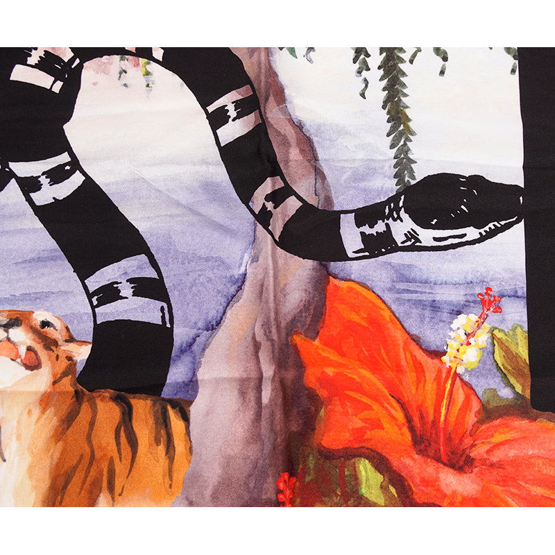 NEW $495 GUCCI Floral TIGER KINGSNAKE LOGO Hawaii Print Silk Twill 90cm SCARF