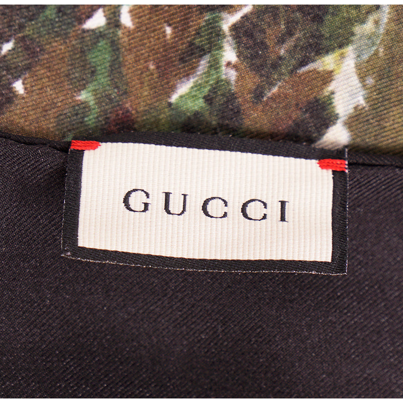 NEW $495 GUCCI Floral TIGER KINGSNAKE LOGO Hawaii Print Silk Twill 90cm SCARF