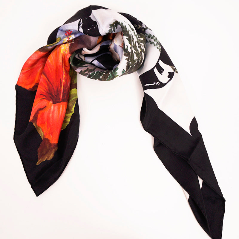 NEW $495 GUCCI Floral TIGER KINGSNAKE LOGO Hawaii Print Silk Twill 90cm SCARF
